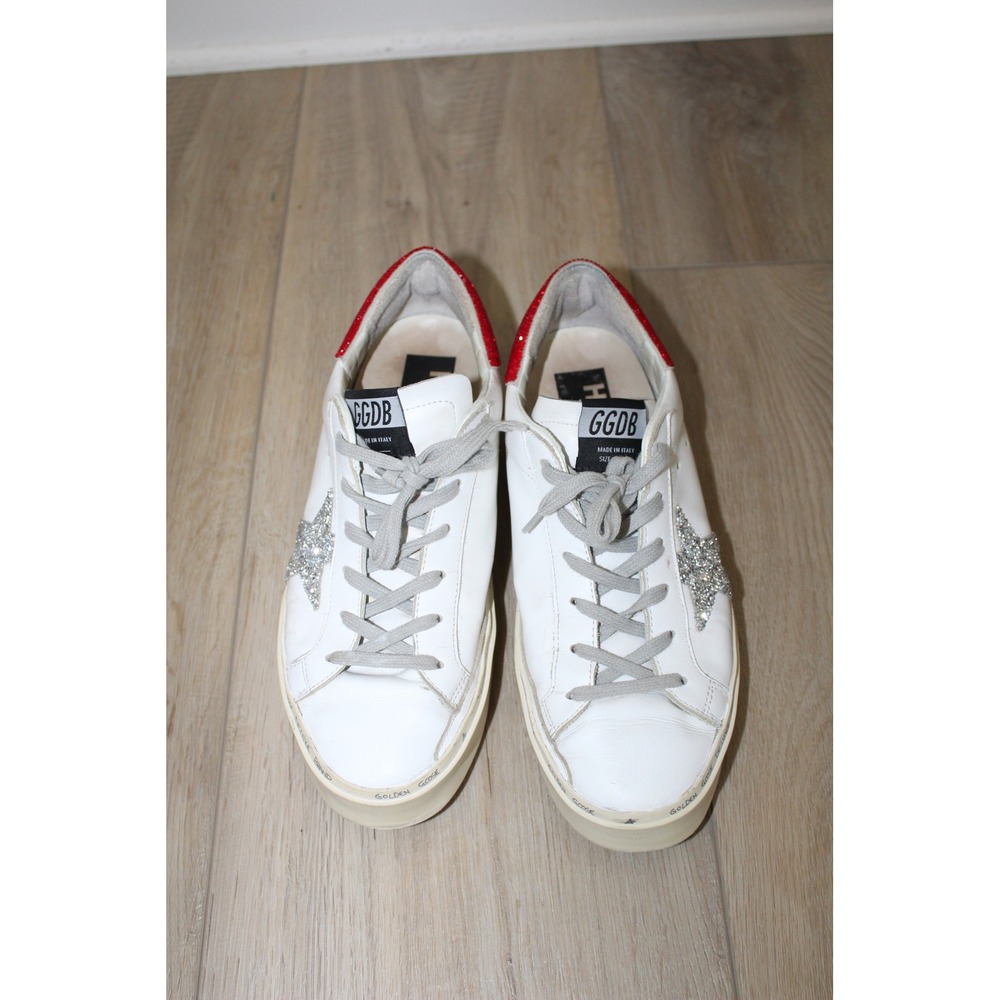 Golden Goose Hi Star White Red Swarovski Crystal Glitter Star Sneakers 40 - Picture 2 of 10